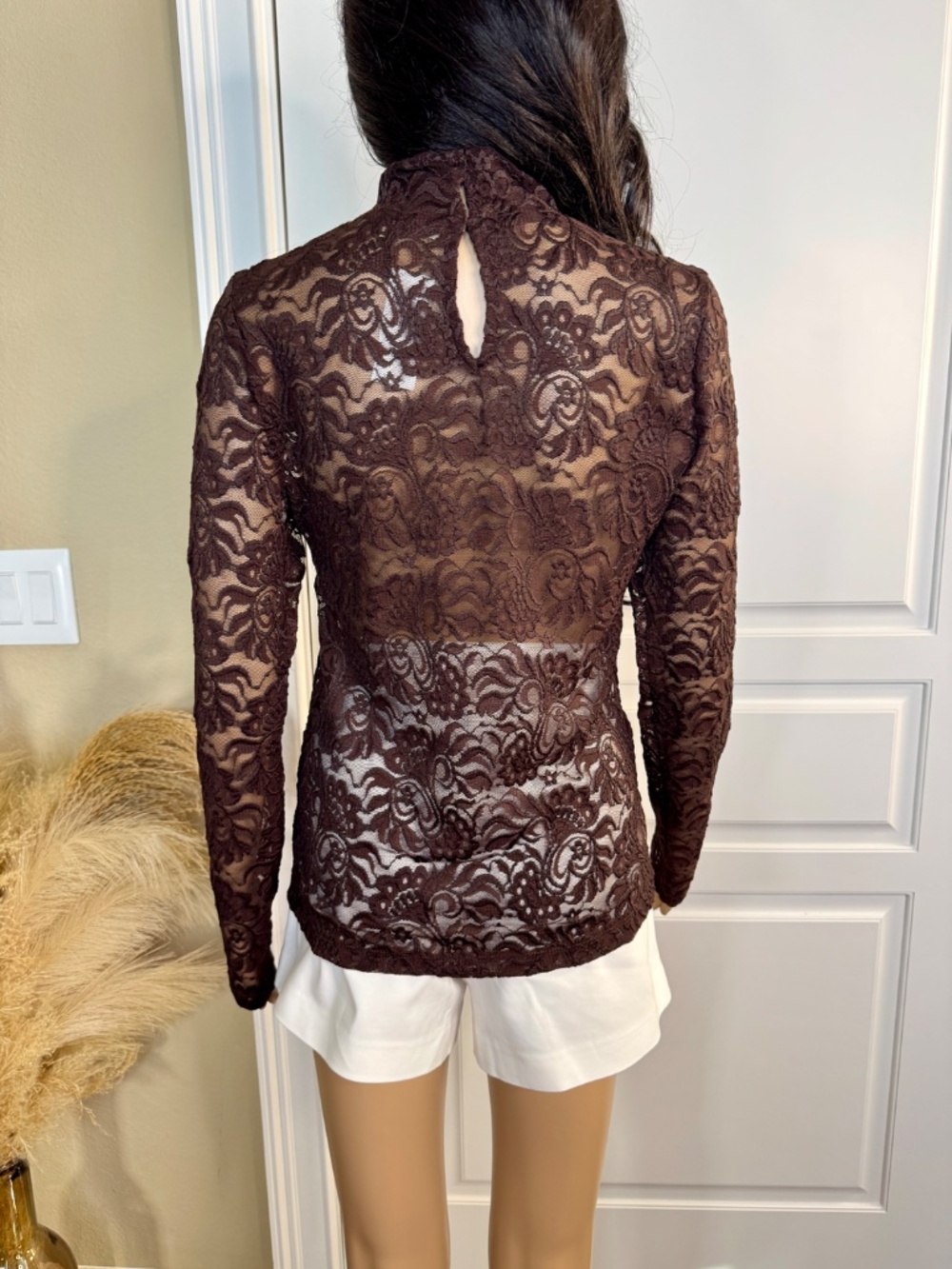 LOFT LACE LONG SLEEVE TURTLENECK TOP - MEDIUM - Picture 6 of 13